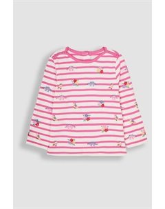 Топ с вышивкой на пуговицах и длинными рукавами, розовый Jojo maman bébé