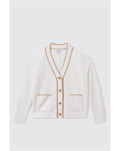 Свободный кардиган Juni из шерсти и кашемира, бежевый Reiss