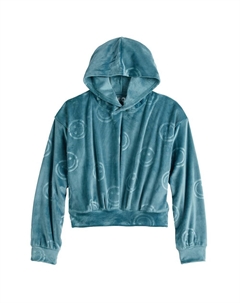 Уютный пуловер с капюшоном для девочек 6–20 лет обычного и большого размера, цвет Teal Smiles So