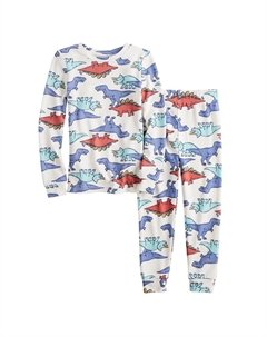 Комплект из пижамного топа с длинными рукавами и пижамных штанов с принтом динозавров для маленьких мальчиков, цвет Dino Cuddl duds