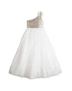 Бальное платье на одно плечо с блестками и маками для девочек 7–16 лет, белый Poppies & roses