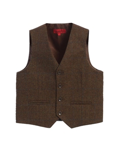 - Твидовый клетчатый жилет для делового костюма для мальчиков, цвет Brown Graph Gioberti