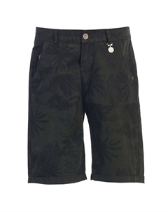 Boy's Garment Wash Повседневные шорты с тропическим цветочным принтом, 5 карманов, цвет Olive B Gioberti