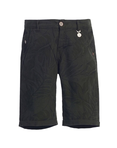 Boy's Garment Wash Повседневные шорты с тропическим цветочным принтом, 5 карманов, цвет Olive Gioberti