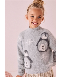 Рождественский свитер с пингвином, серый Next