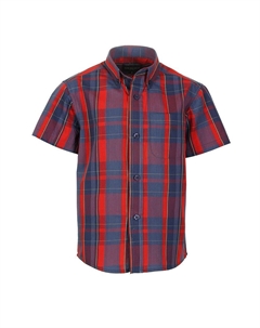 Повседневная рубашка в клетку для мальчиков с короткими рукавами и пуговицами, цвет Red Navy Yellow Gioberti