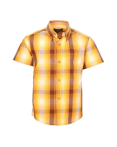 Детская повседневная рубашка в клетку с короткими рукавами и пуговицами, цвет Gold Brown Gioberti