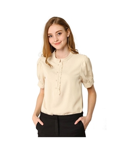 Женская рабочая офисная блузка с полупланкой и рюшами на рукавах, топы, цвет Apricot Allegra k