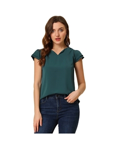 Женская повседневная блузка с V-образным вырезом и рукавами-крылышками, цвет Deep Green Allegra k