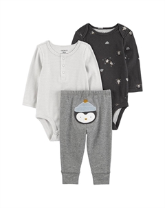 Комплект из 3 предметов: боди и штаны Penguin для мальчика, цвет Gray Penguin Carter`s