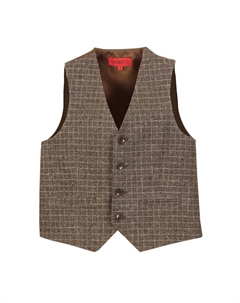Детский твидовый клетчатый жилет для делового костюма, цвет Brown Checkered Gioberti