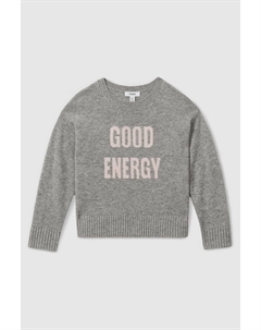 Джемпер из смеси шерсти Shelly с круглым вырезом и надписью, серый Reiss