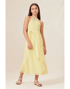 Платье макси с бретельками и жемчугом для торжественных случаев (7 16 лет), желтый Lipsy
