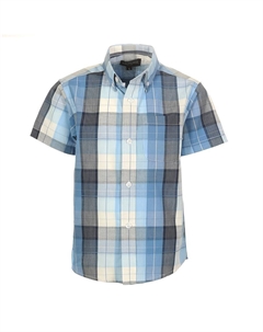 Повседневная рубашка в клетку для мальчиков с короткими рукавами и пуговицами, цвет Blue Striped Band Gioberti