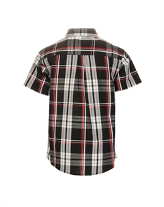 Повседневная рубашка в клетку для мальчиков с короткими рукавами и пуговицами, цвет Black Red Gioberti