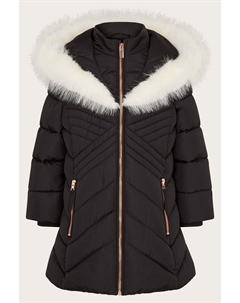 Пальто с диагональной подкладкой из искусственного меха, черный Monsoon