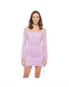 Юниорская одежда для прыжков Облегающее мини-платье с прозрачным вырезом и блестящими рукавами, цвет Lilac Jump apparel