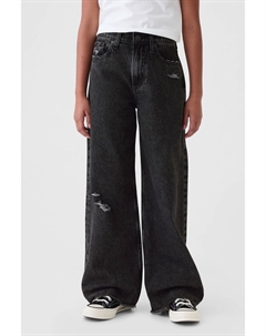 Джинсы с высокой талией и широкими штанинами, черный Gap