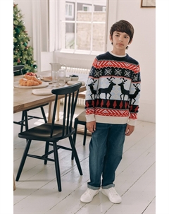 Семейный рождественский свитер с оленями в стиле Фэйр Айл для мальчиков (3 мес 16 лет), синий Next