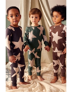 Пижама Snuggle из 100% хлопка, 3 шт в упаковке (9 мес 10 лет), зеленый Next