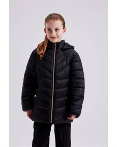 Стеганая куртка с капюшоном для девочек, черный Name it