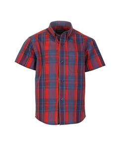 Детская повседневная рубашка в клетку с короткими рукавами и пуговицами, цвет Red Navy Yellow Gioberti