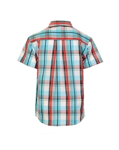 Повседневная рубашка в клетку для мальчиков с короткими рукавами и пуговицами, цвет Red Blue White Gioberti