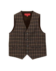 - Твидовый клетчатый жилет для делового костюма для мальчиков, цвет Brown Blue Highlight Gioberti
