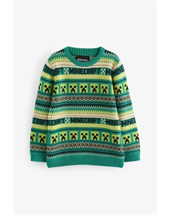 Рождественский джемпер с круглым вырезом и узором «Фэр Айл» (3–16 лет), зеленый Next