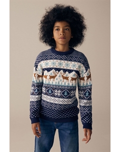 Рождественский джемпер с узором Фэйрайл (3 мес 16 лет), синий Next