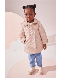 Пальто с воротником оборкой, водонепроницаемое (3 мес 7 лет), розовый Next