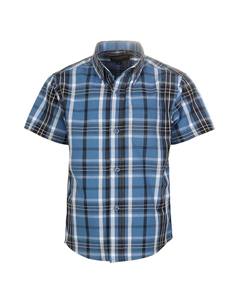 Детская повседневная рубашка в клетку с короткими рукавами и пуговицами, цвет Blue Navy White Gioberti