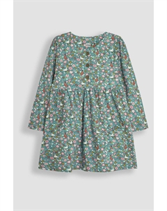 Платье с цветочным принтом утка и лиса на пуговицах спереди, голубой Jojo maman bébé