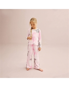 Комплект из теплого вафельного пижамного топа с длинными рукавами и широких пижамных штанов для девочек 4–12 лет, цвет Tie Dye Cuddl duds