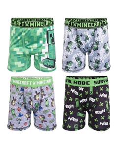 Комплект из 4 трусов-боксеров Minecraft для мальчиков 6–10 лет, зеленый Licensed character