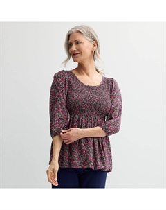 Женская присборенная блузка с рукавами три четверти, цвет Wine Rose Bunches Croft & barrow