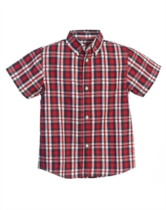 Детская повседневная рубашка в клетку с короткими рукавами и пуговицами, цвет Red Blue White Gioberti