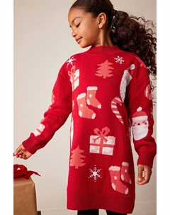 Рождественское платье джемпер, красный Next