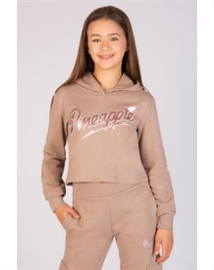 Укороченная толстовка с капюшоном с логотипом для девочек, коричневый Pineapple