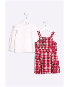 Топ из 100% хлопкового кружева букле и платье пинни для девочек, красный River island