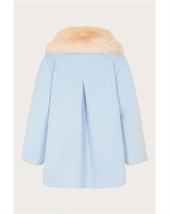 Пальто с воротником из искусственного меха с бантом для малышей, синий Monsoon