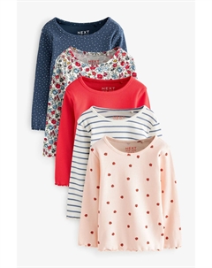 Рубчатые топы с длинными рукавами, упаковка 5 шт (3 мес 7 лет), синий Next