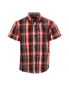 Детская повседневная рубашка в клетку с короткими рукавами и пуговицами, цвет Red Black White Gioberti