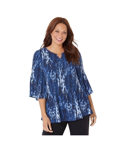 Женская плиссированная блузка с цепочкой и цепочкой больших размеров Petite Affinity, цвет Blue Animal Catherine's