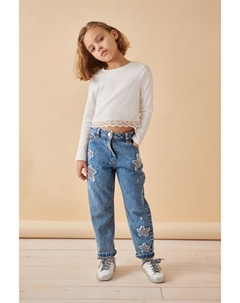 Джинсы Mom с пайетками и звездами (3 16 лет), синий Next