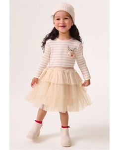 Платье с длинными рукавами и блестками в виде оленей (3 мес 7 лет), розовый Next