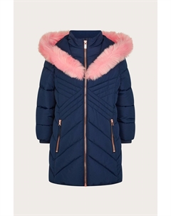 Пальто с капюшоном и отделкой из искусственного меха, синий Monsoon