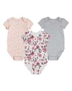 Комплект из 3 органических боди для новорожденных девочек с короткими рукавами, розовый Huggies babywear