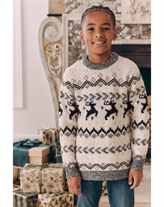 Семейный рождественский джемпер с узором «Фэйр Айл» для мальчиков (3 мес 16 лет), черный Next