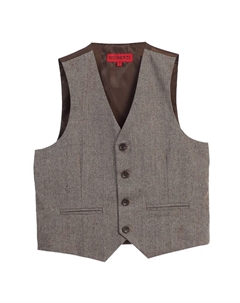- Твидовый клетчатый жилет для делового костюма для мальчиков, цвет Herringbone Tan Gioberti